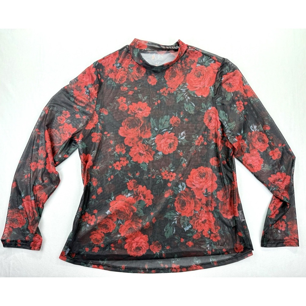 Sheer Floral Mesh‎ Sheer Layering Top 4XL Fairy Y2K Whimsigoth Grunge Romance